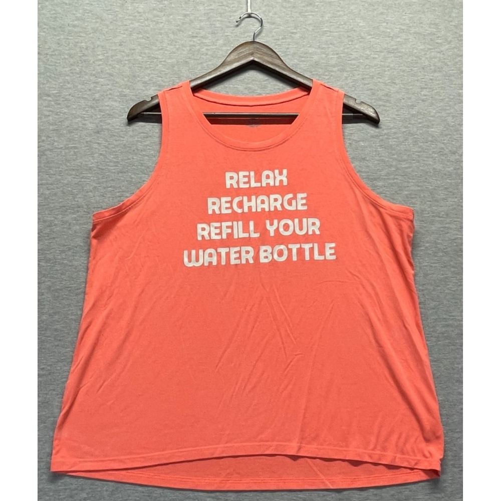 Athletic Works Tank Top Girls XL Orange Relax Recharge Refill Your Water Bottle